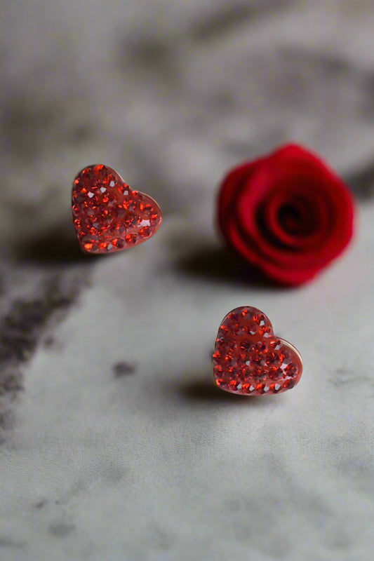 red heart earring