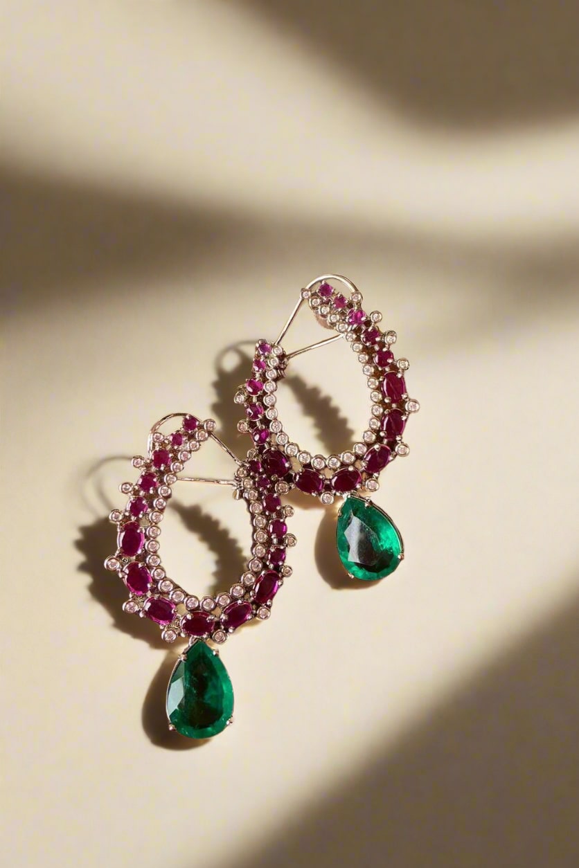 ruby emerald studs