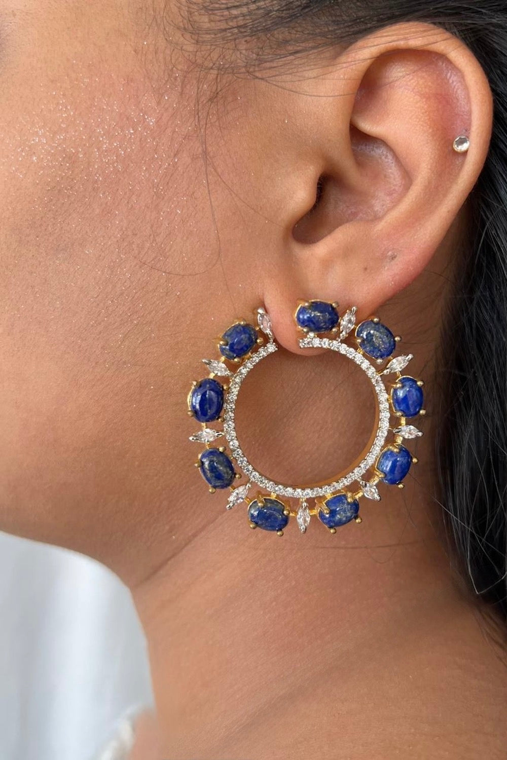 lapis lazuli hoops
