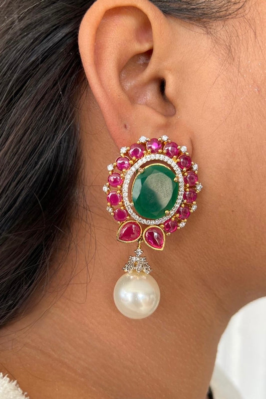 emerald ruby big earring