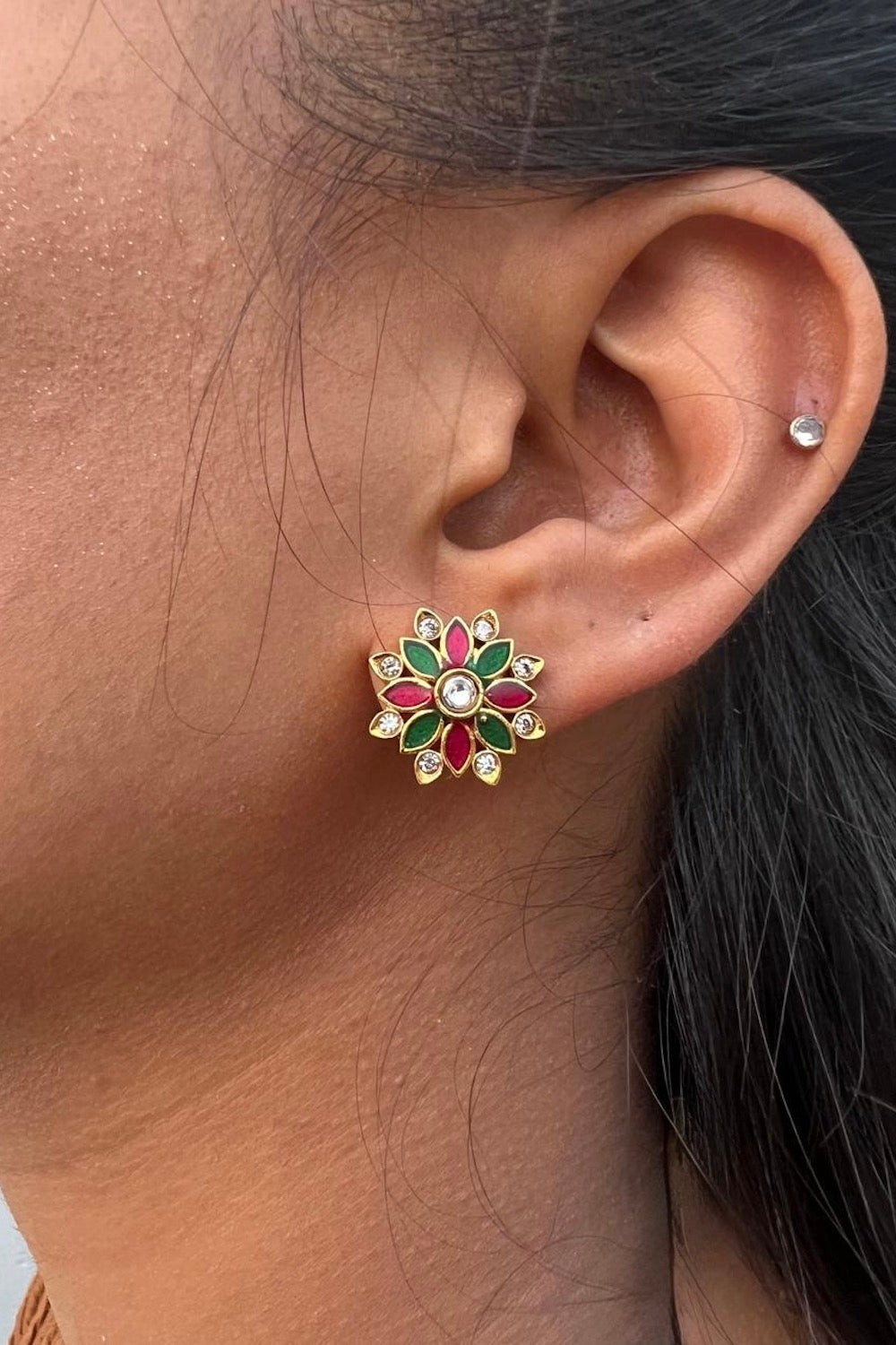 ruby green studs