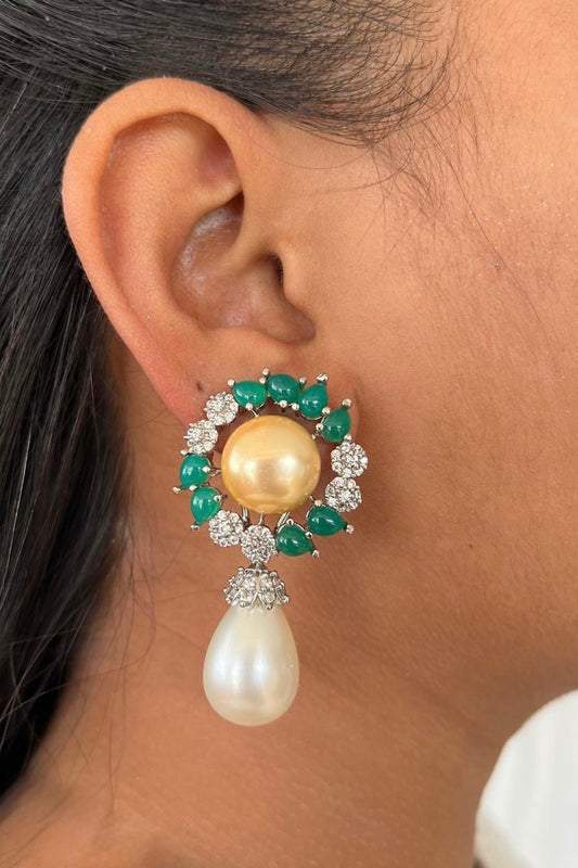pearl emerald stud