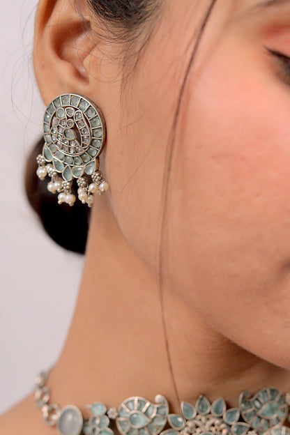 tribal choker necklace earrings set trchnes221196 imp