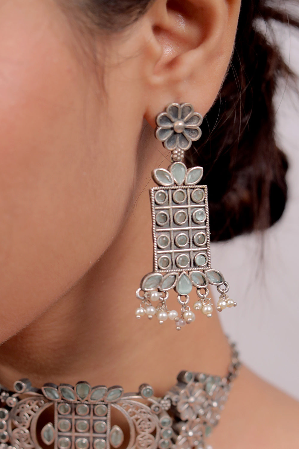 Tribal Choker Necklace Earrings Set trchnes230048