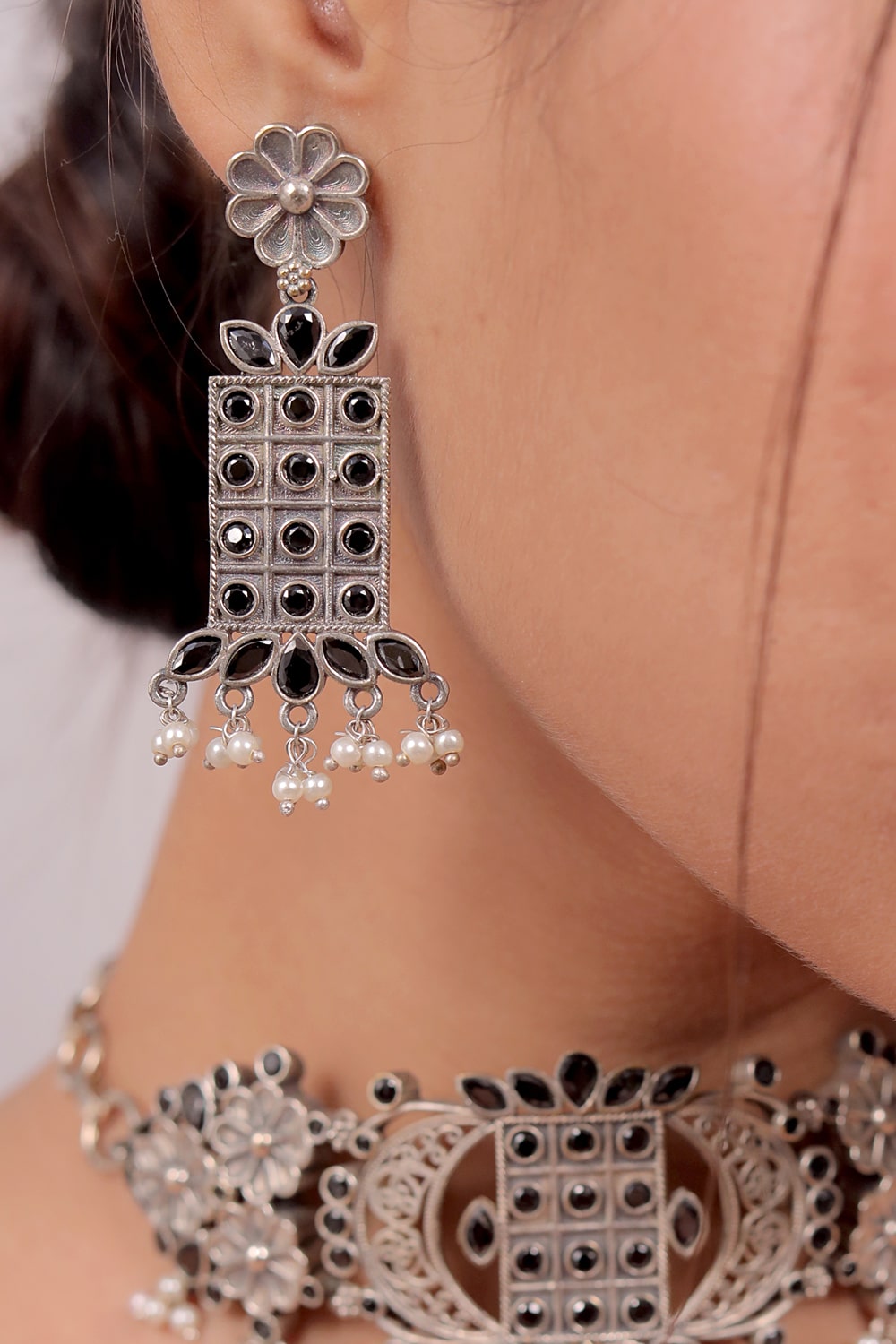 Tribal Choker Necklace Earrings Set trchnes230048