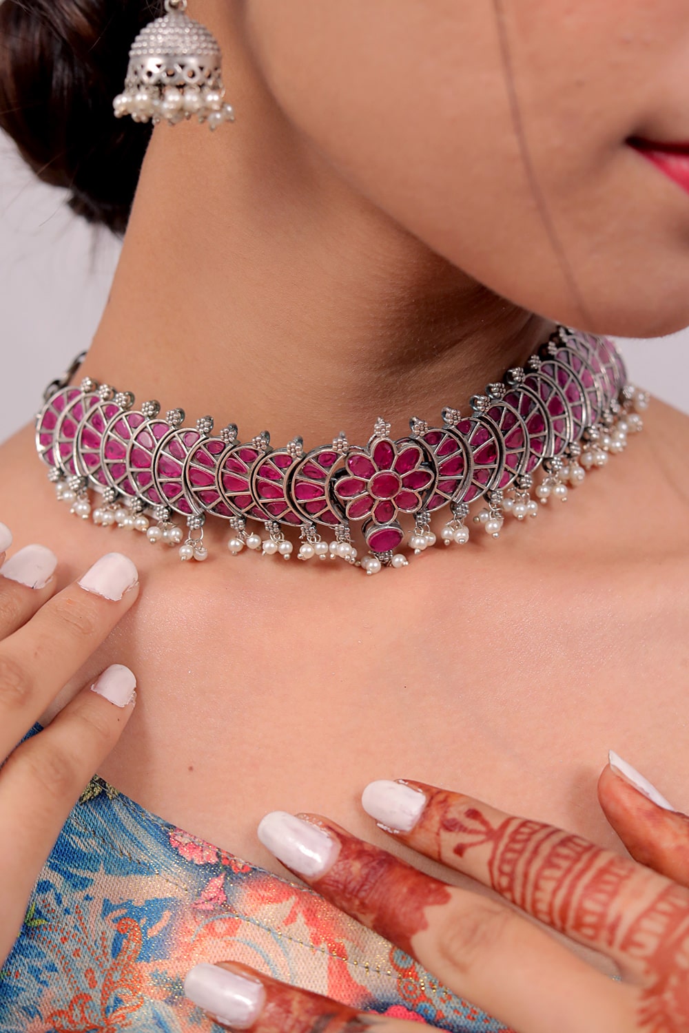ruby silver choker