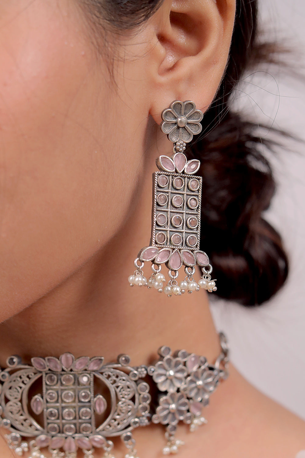 Tribal Choker Necklace Earrings Set trchnes230048