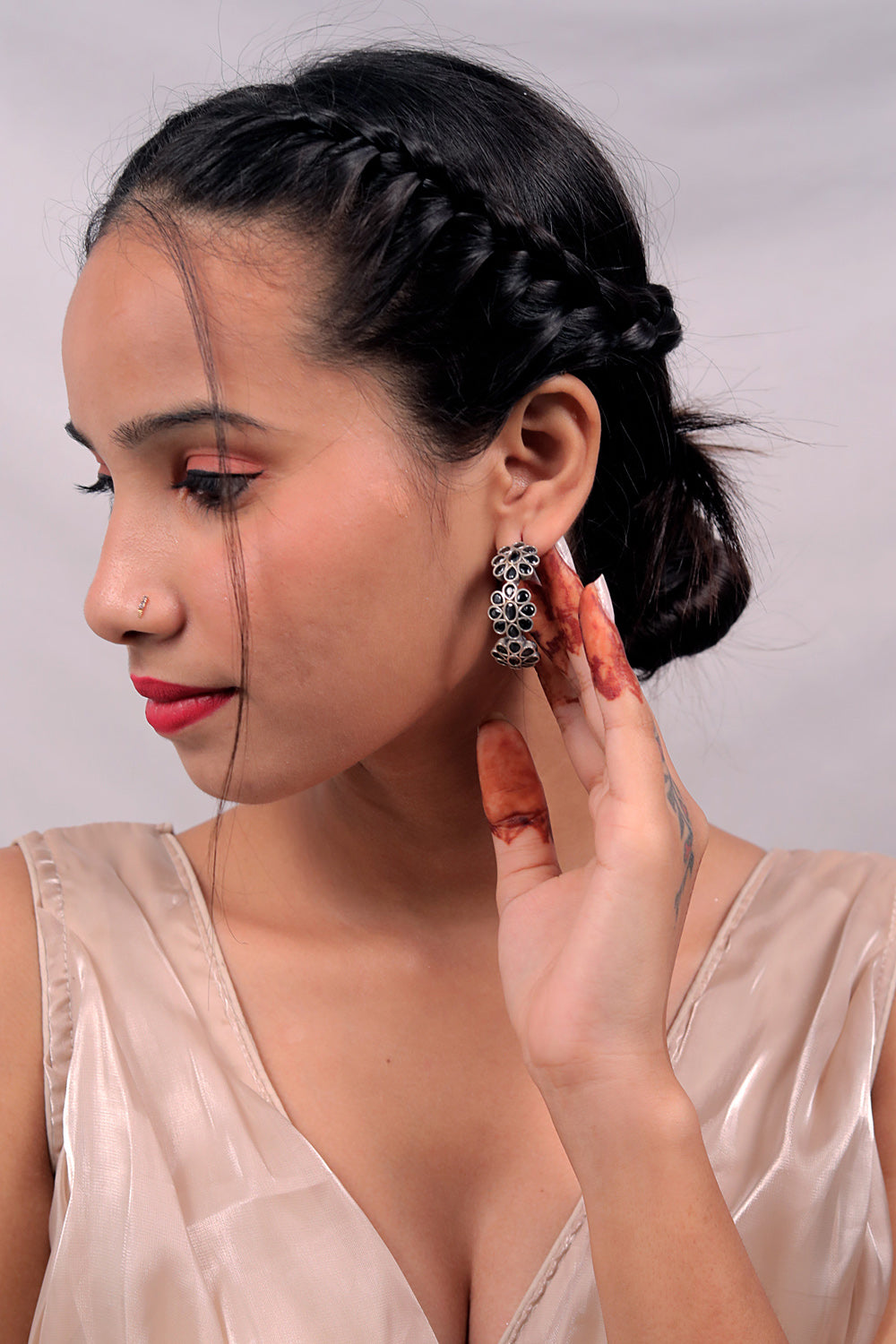 sapphire blue silver hoops