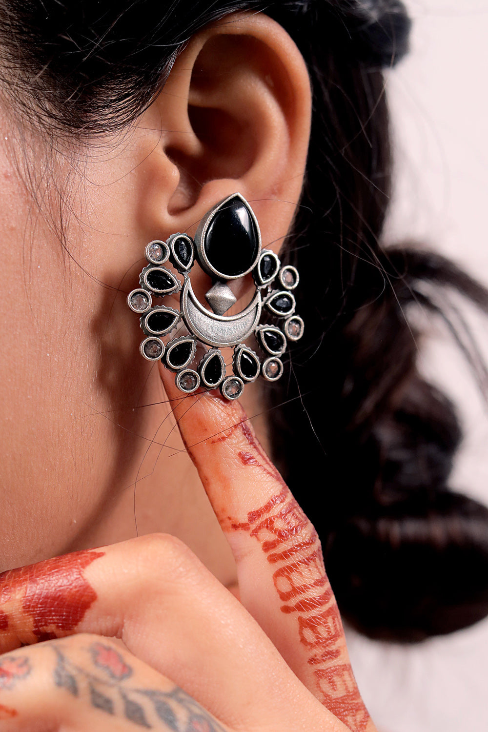 oxidised black earrings
