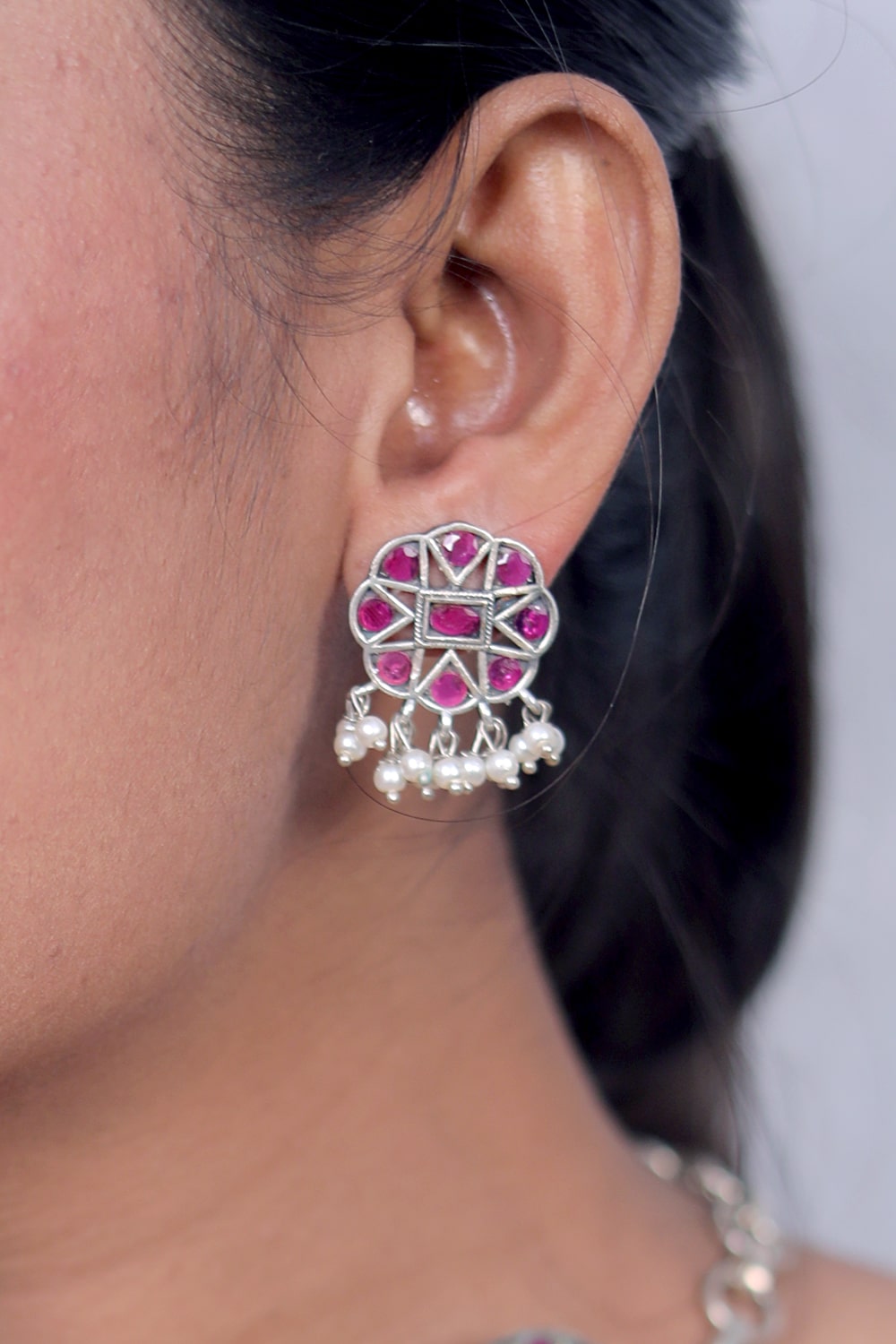 stone studded oxidised set