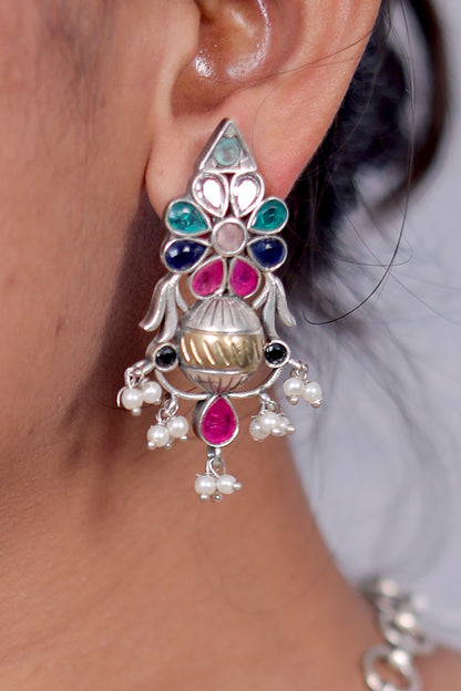 Tribal choker necklace earrings set trchnes230444