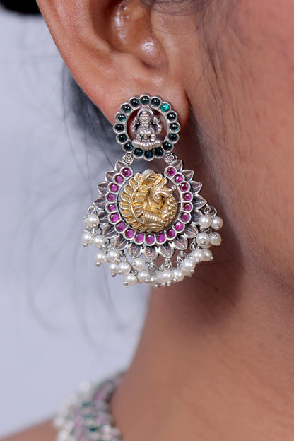 Tribal medium length necklace earrings set trcnes230576