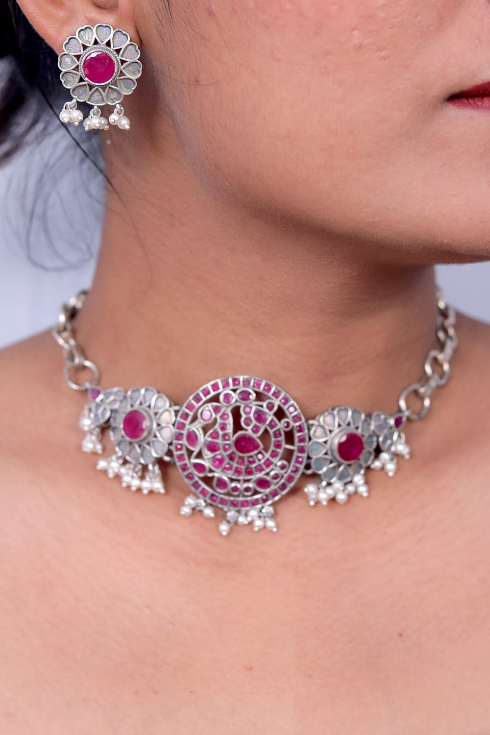 ruby necklace set