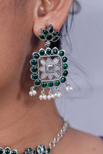 Tribal choker necklace earrings set trchnes230474