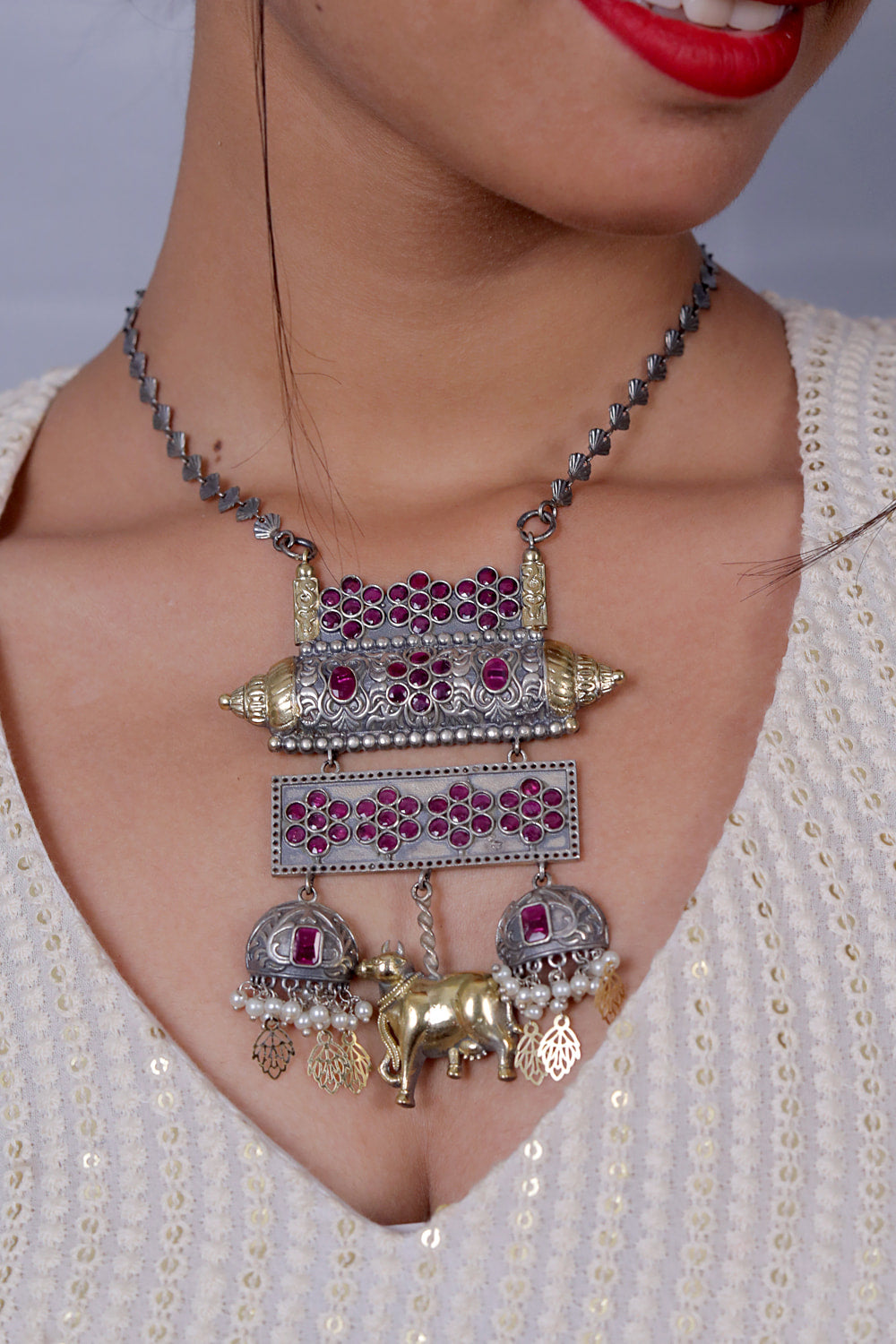 ruby long necklace