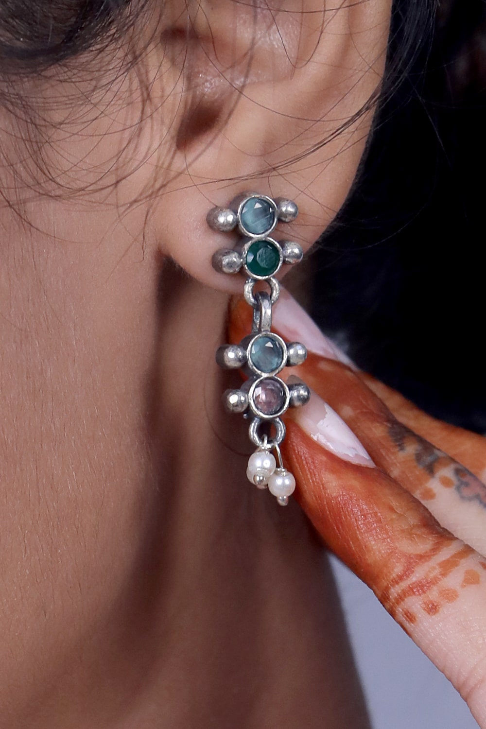 oxidised long necklace