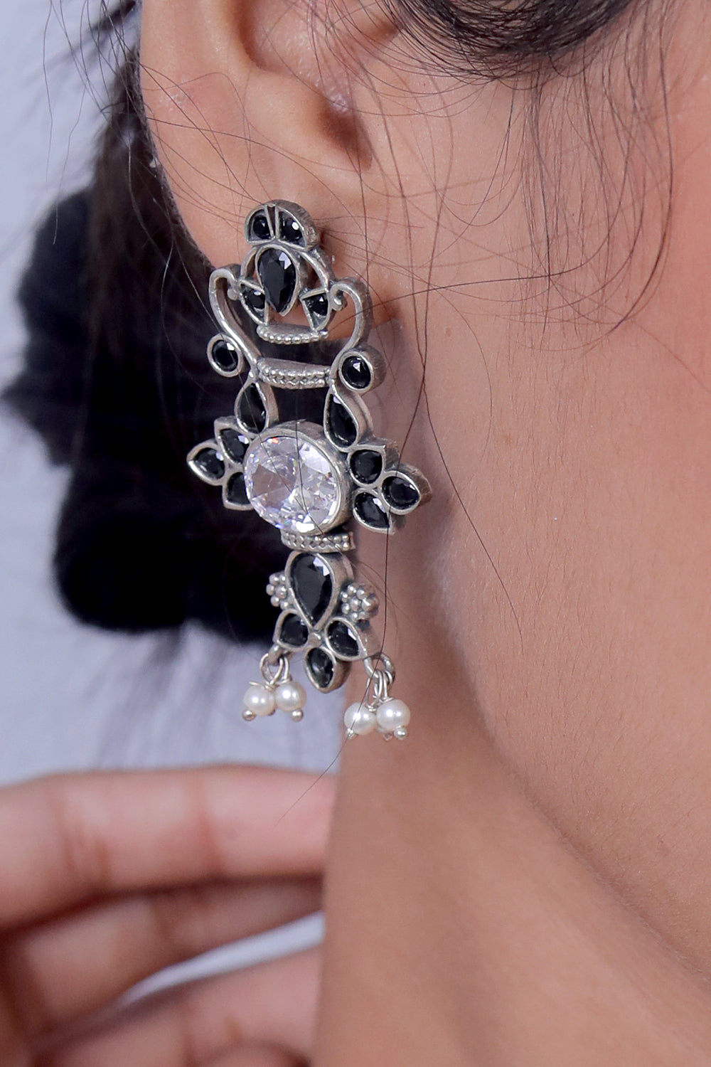 Tribal long necklace earrings set trlnes230461