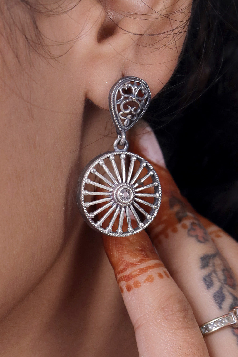 Tribal long necklace earrings set trlnes230456