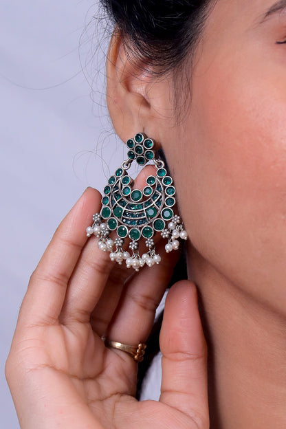 Tribal chandbali earrings trce230592
