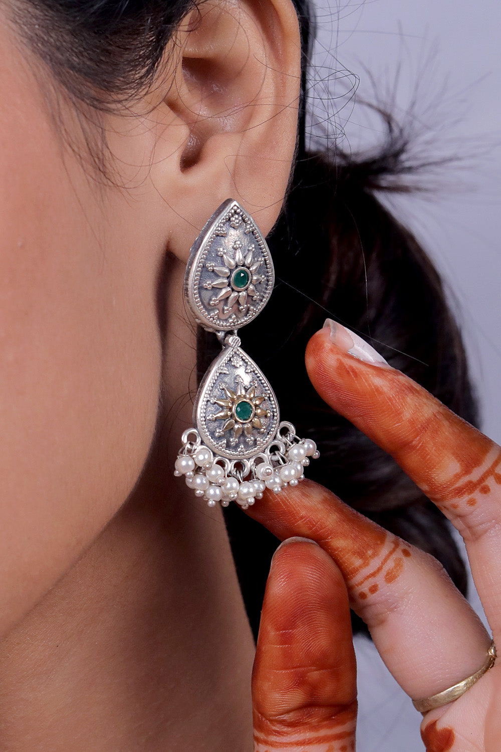 silver look alike earrings