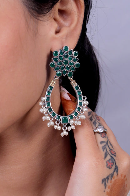 Tribal chandbali earrings trce230585