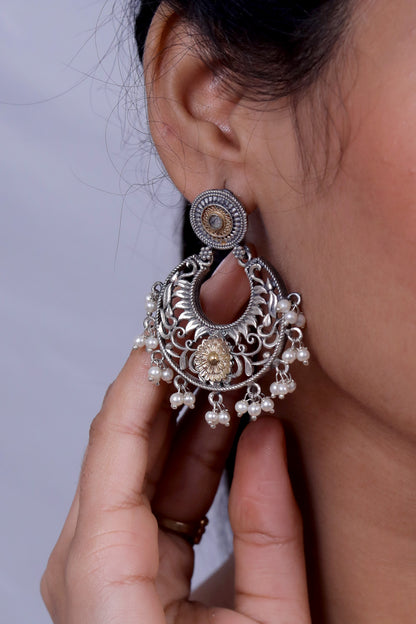 white Chandbali earrings