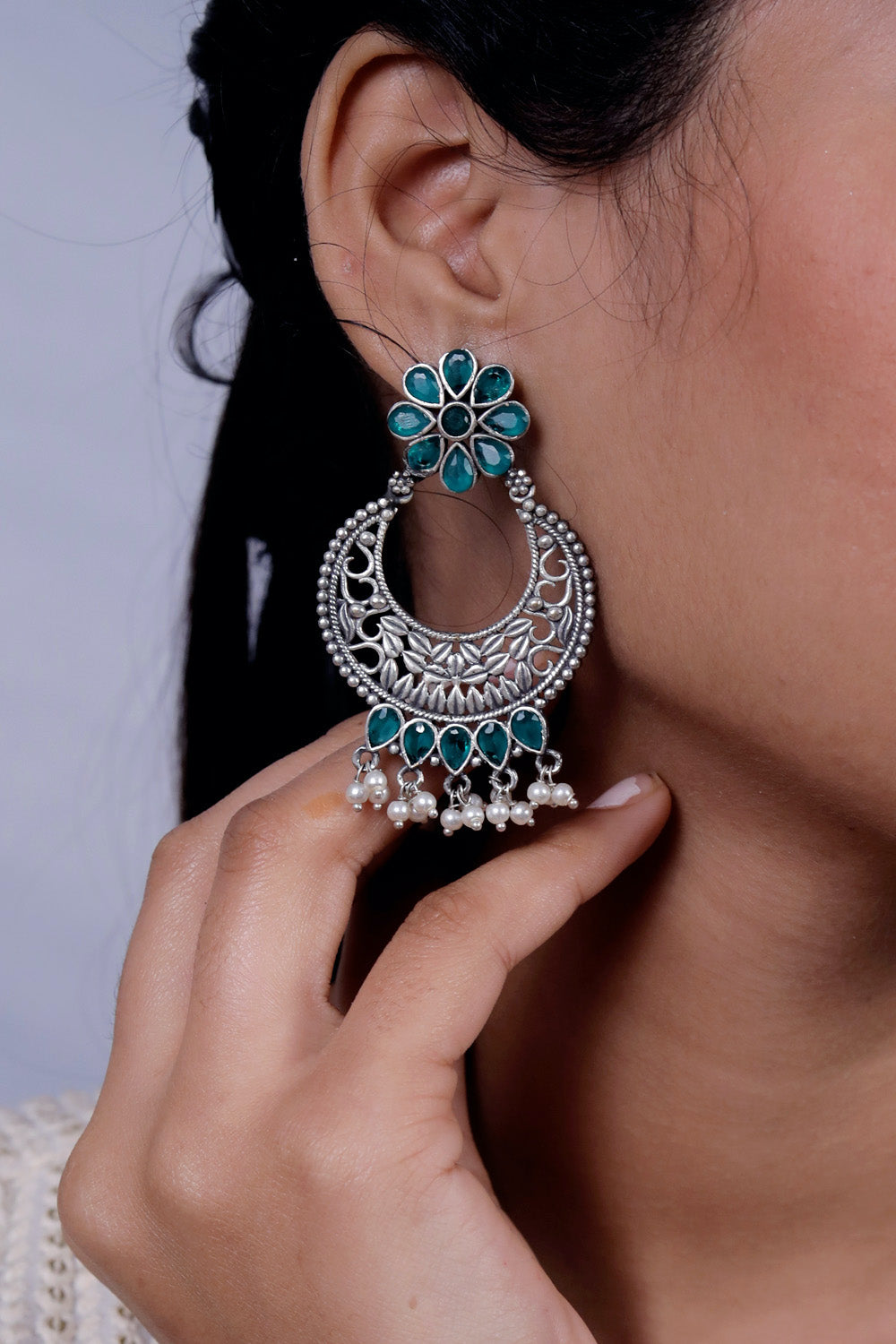 oxidised chandbali earrings