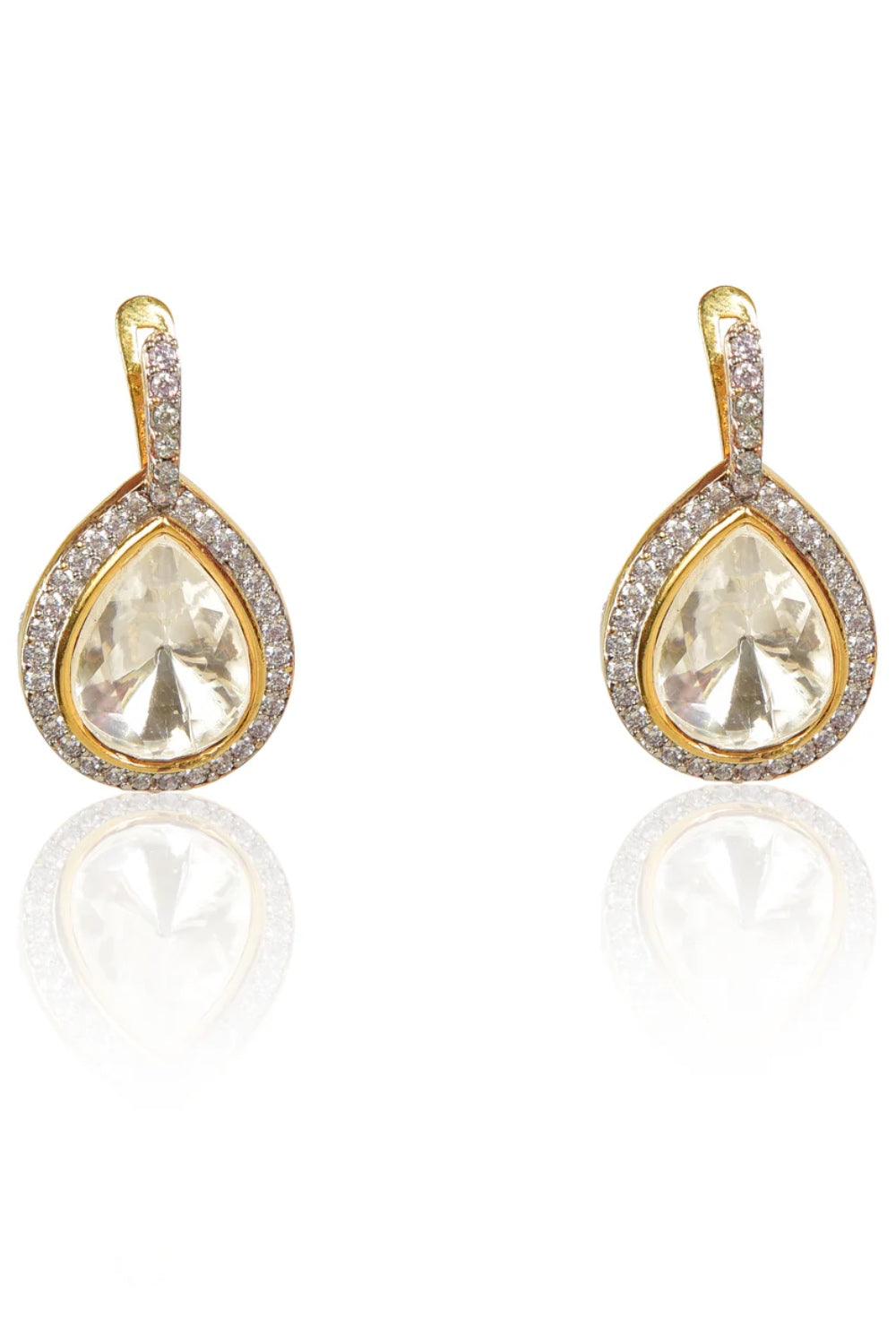 Gold cz plik stud earrings