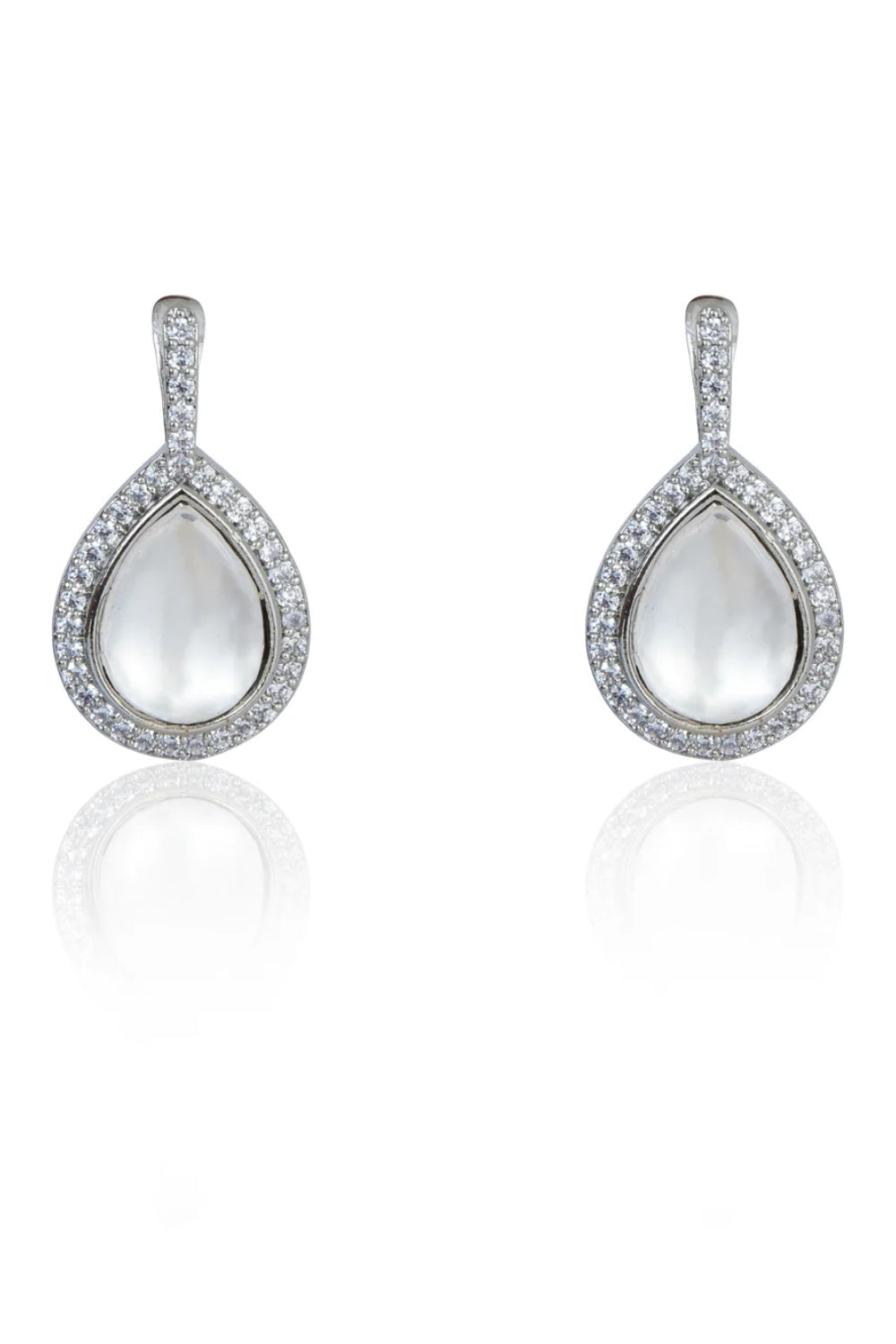 silver polki cz earrings