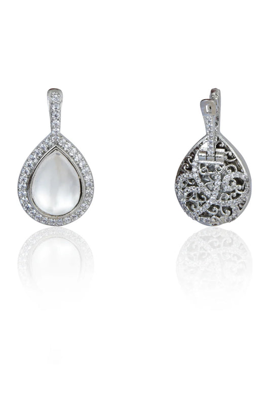 silver polki cz earrings