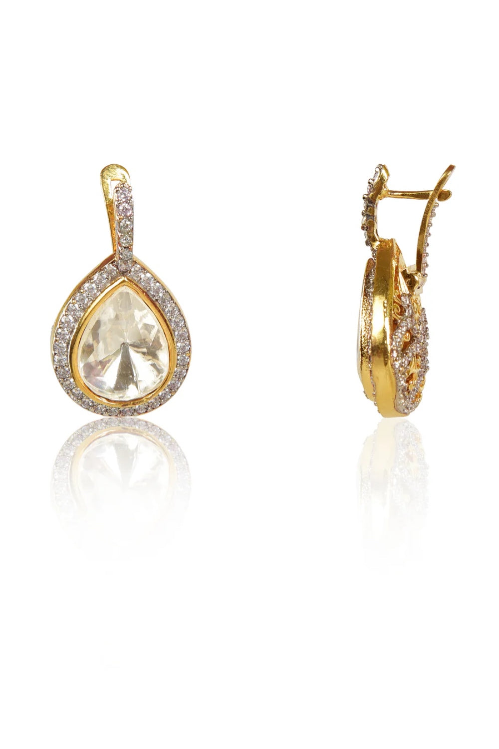 gold polki cz earrings