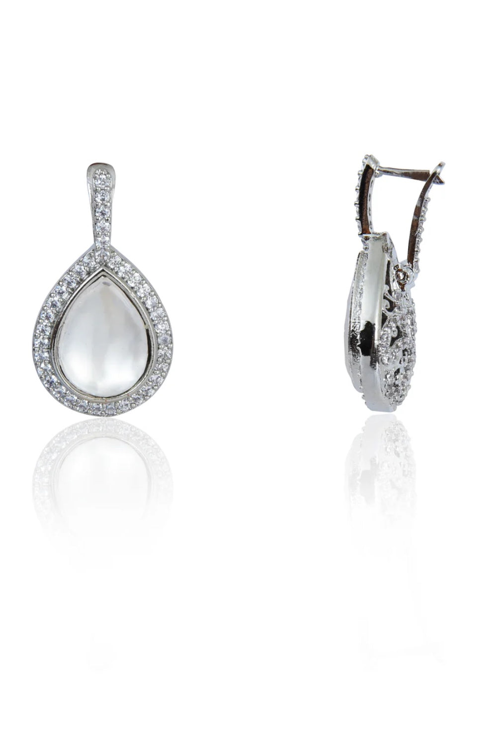 silver polki cz earrings