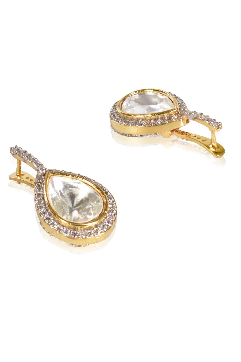 gold polki cz earrings
