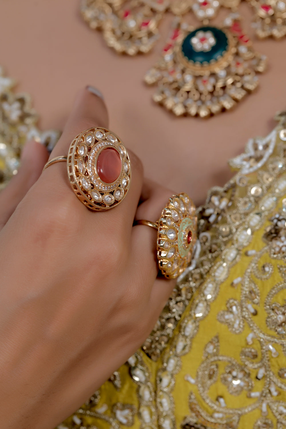 Kundan finger ring kfr230623