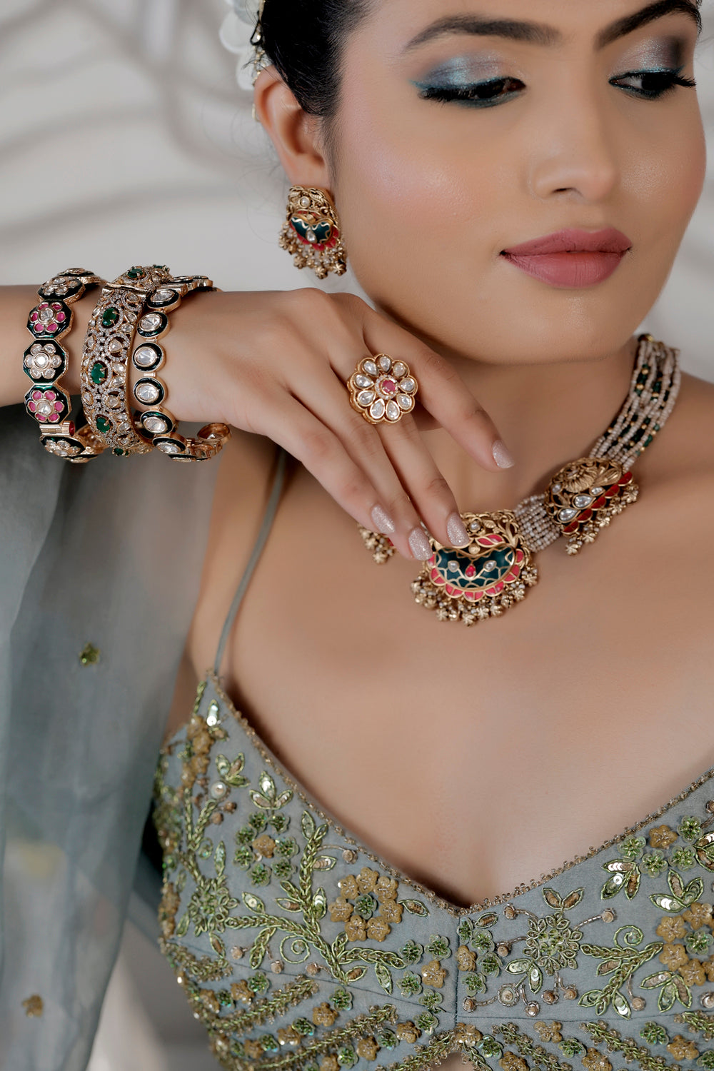 meenakari moissanite kundan bangle