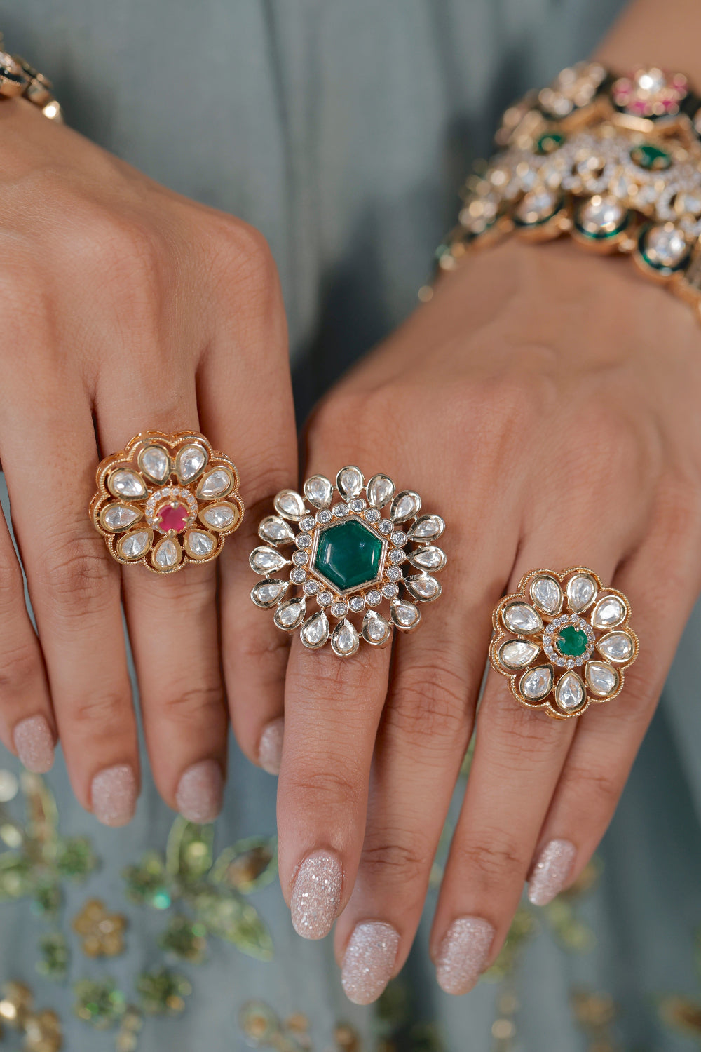 moissanite kundan rings