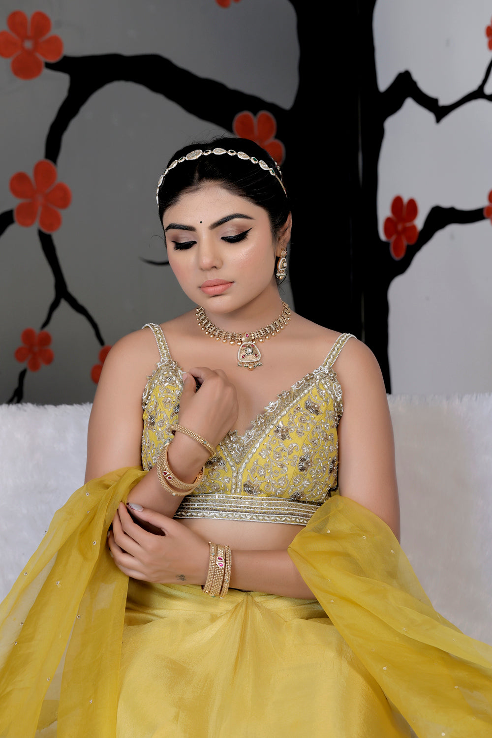 temple antique matte gold necklace with drop earrings set