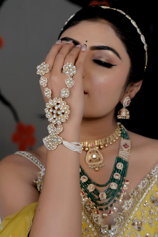 kundan haath phool, hath phool, hand accessory, indian bridal khp220224