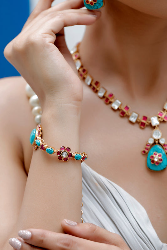 turquoise pota ruby real look alike light weight bracelet