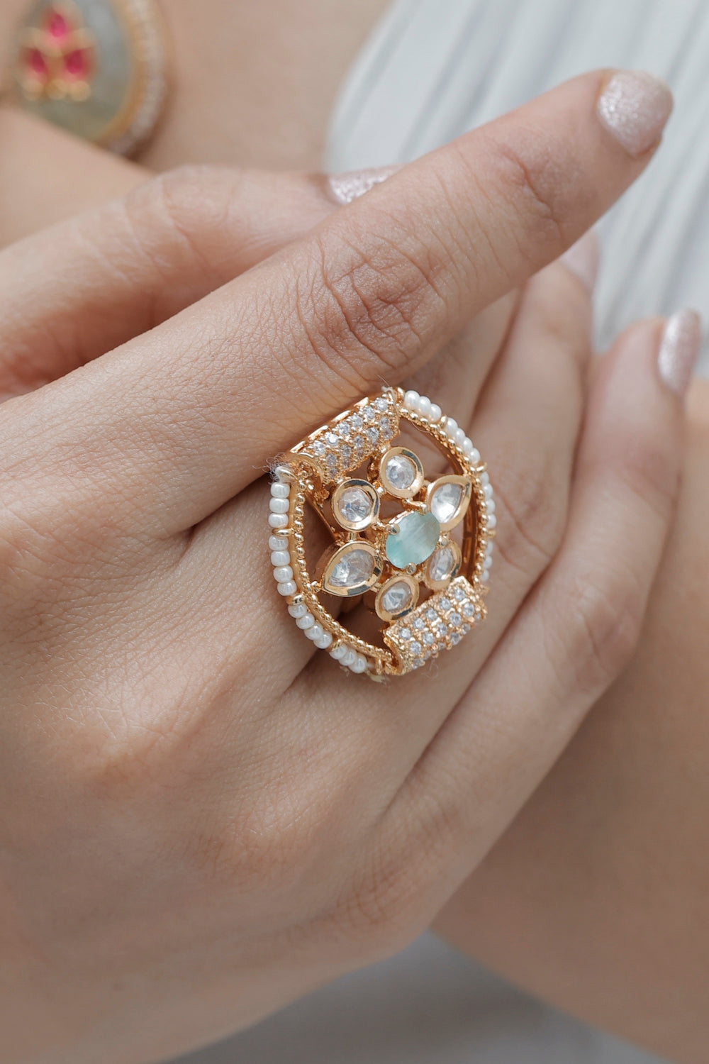 Kundan finger ring kfr230643