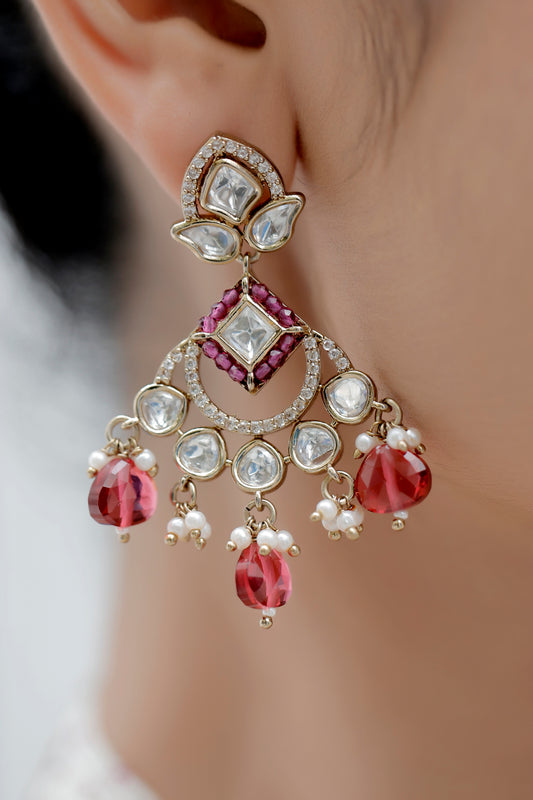 victorian polish kundan choker earrings set