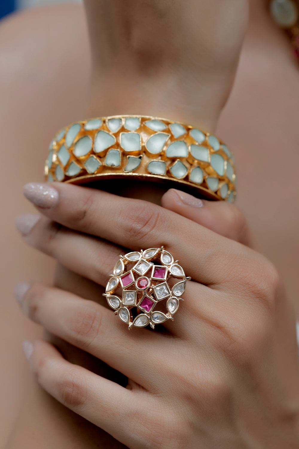 mint kundan bangle
