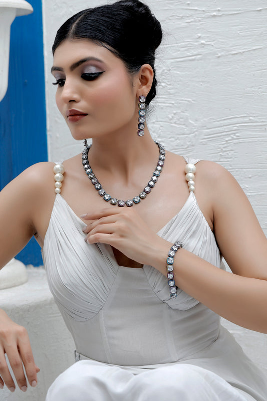 cz multi necklace earrings bracelet