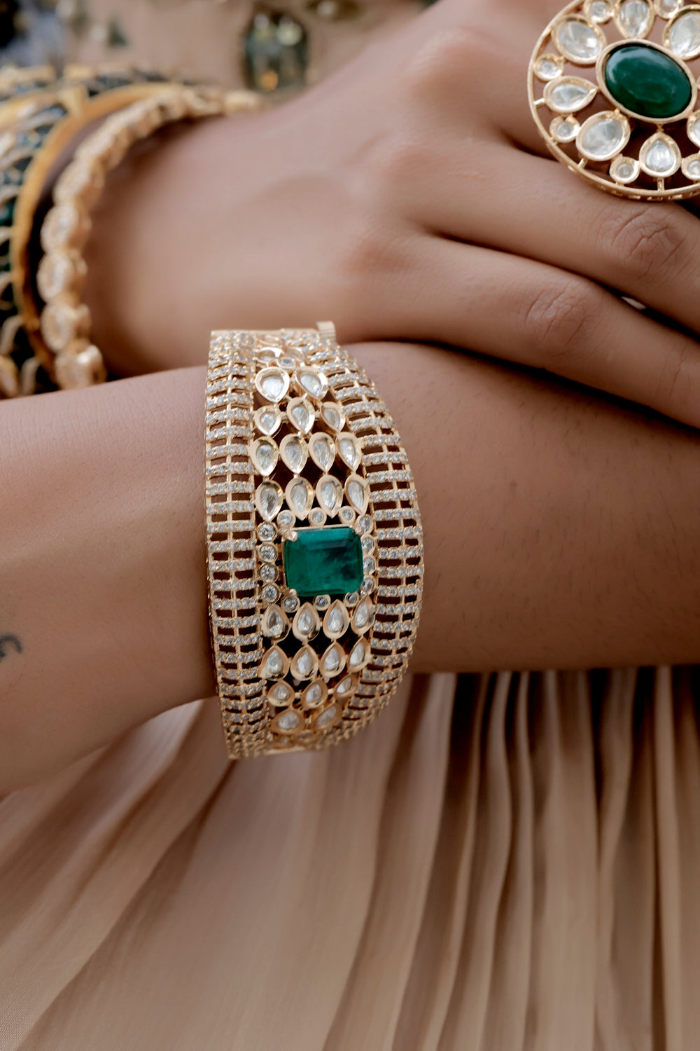 cz kundan bracelet