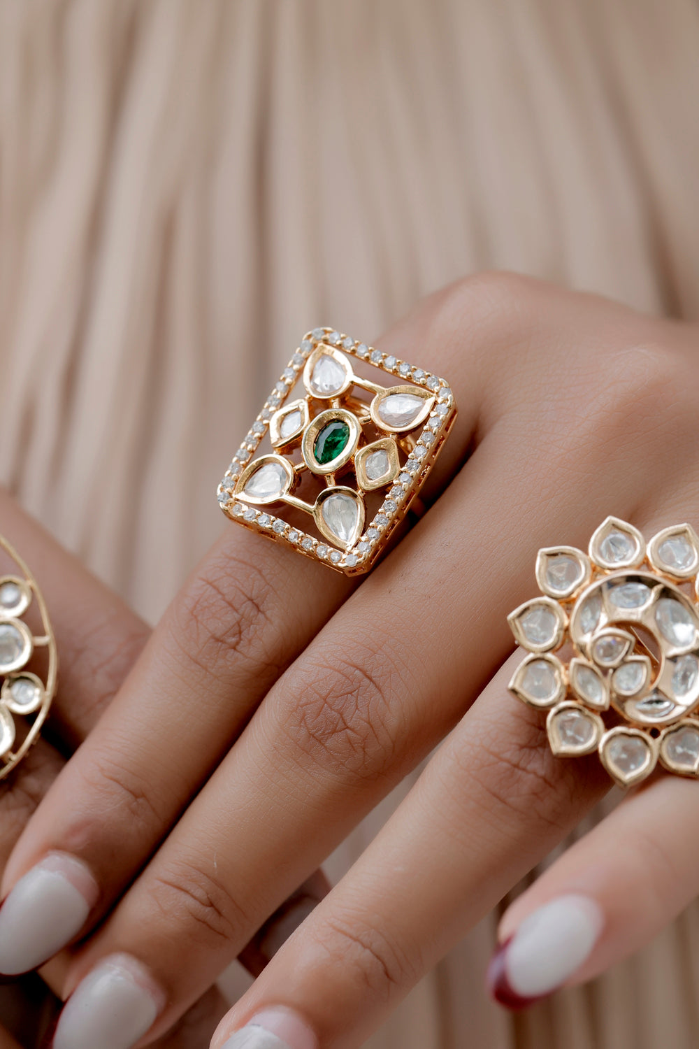 kundan finger ring