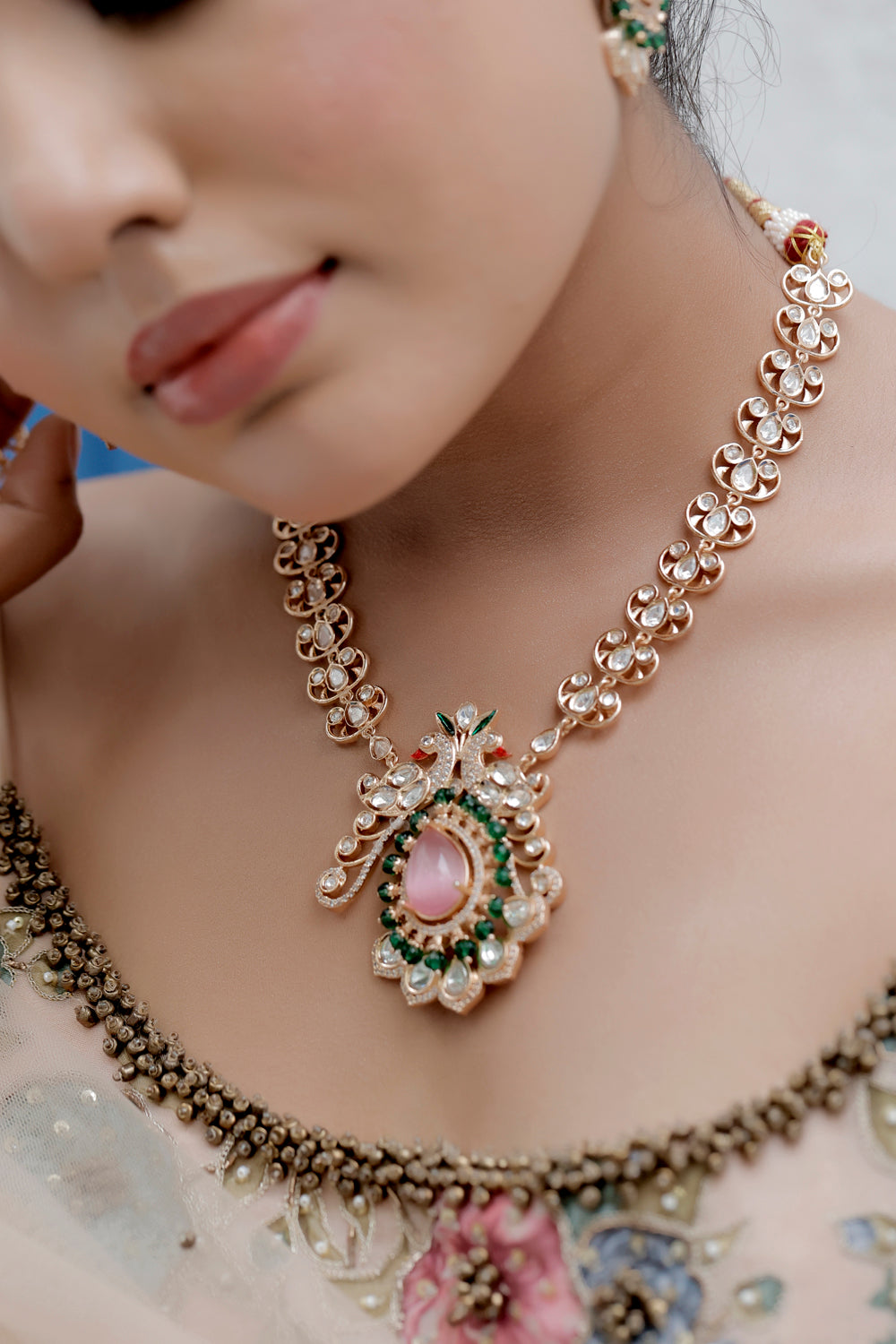 peacock necklace set