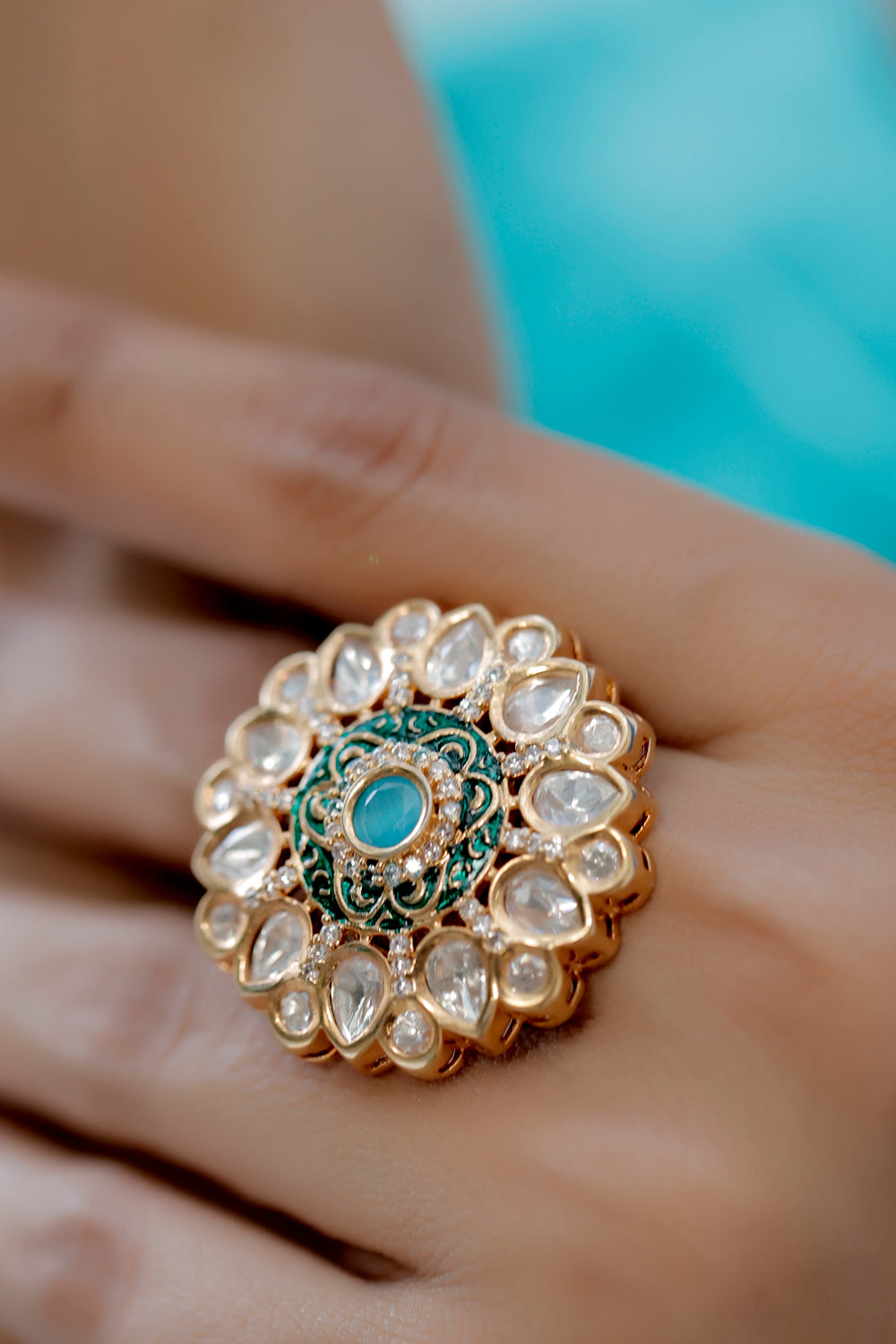 kundan Meena finger ring