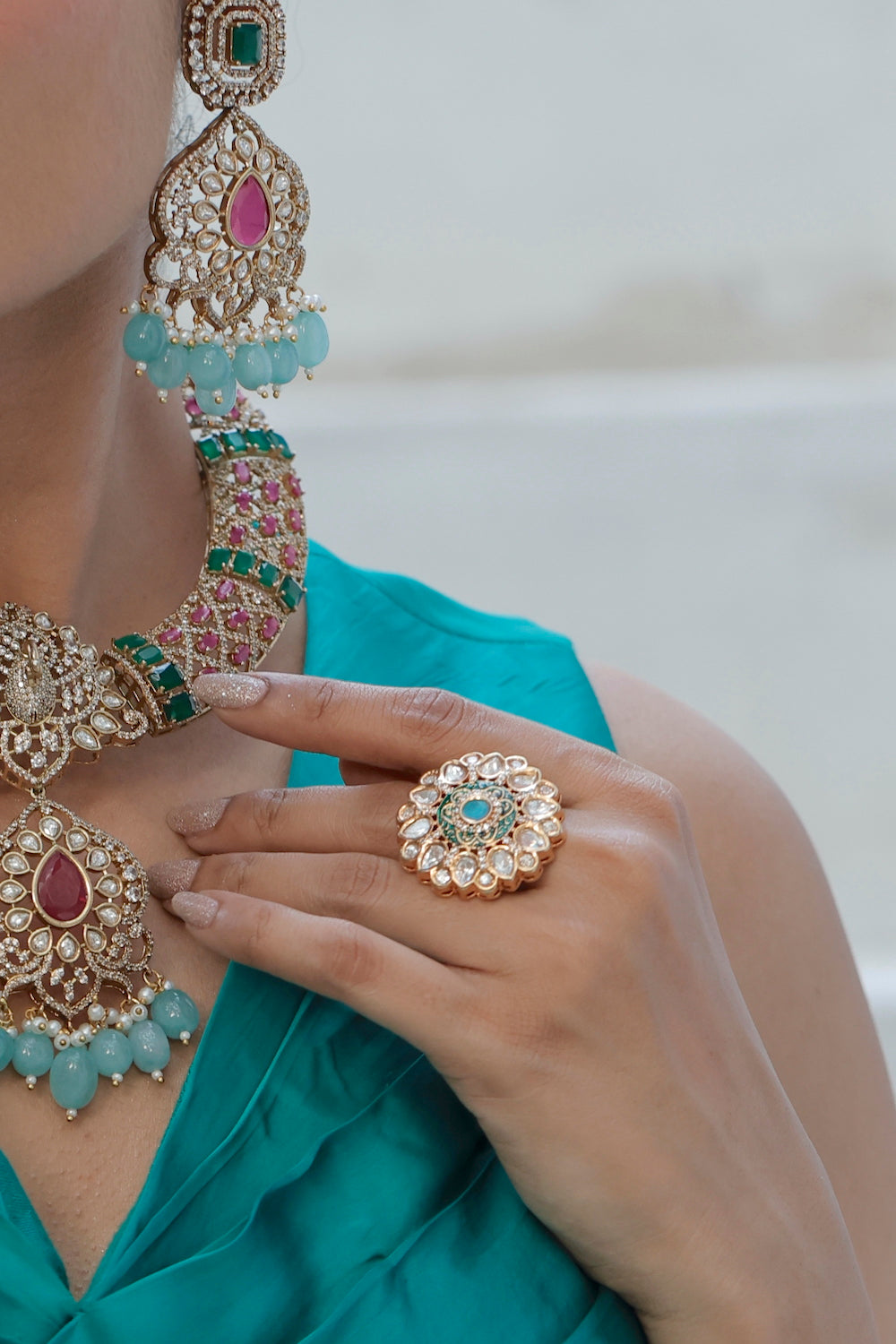 Meenakari kundan ring