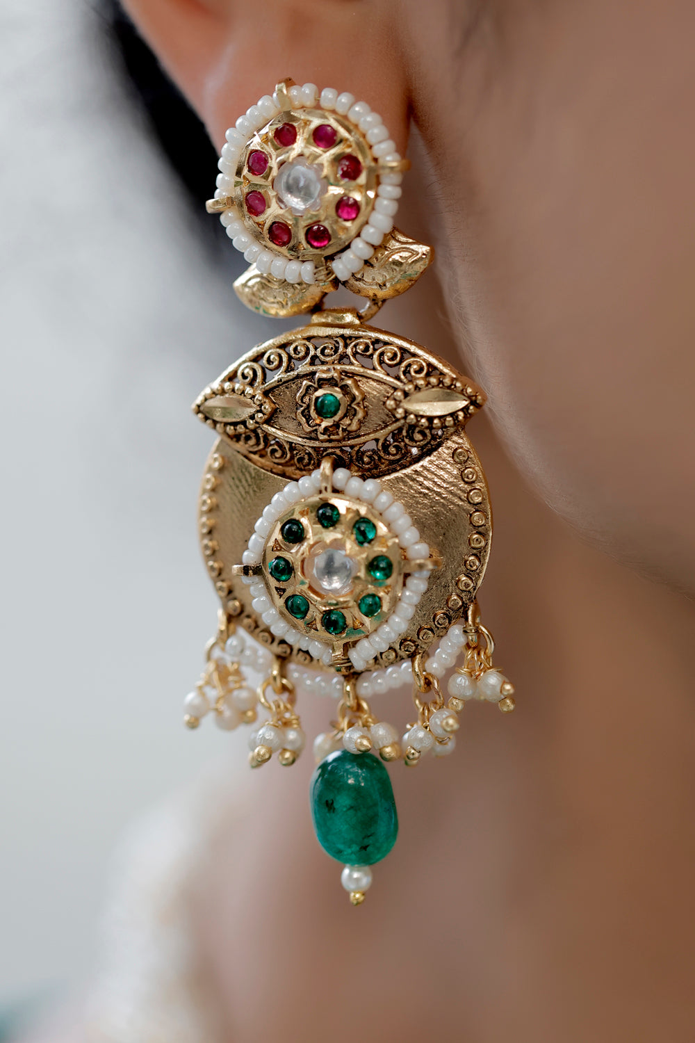 kundan drop earrings rajawadi heritage jewellery