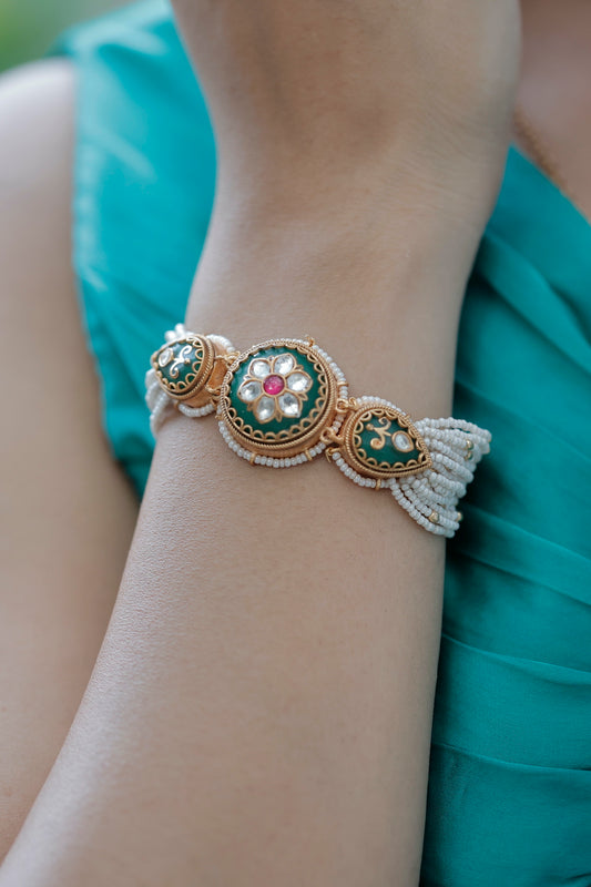 Jadau heritage inlay kundan bracelet kbr240494